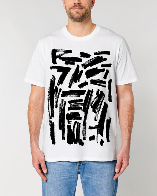 aaaanew "Manas kļūdas ir skaistas" / Balts organiskās kokvilnas UNISEX t-krekls