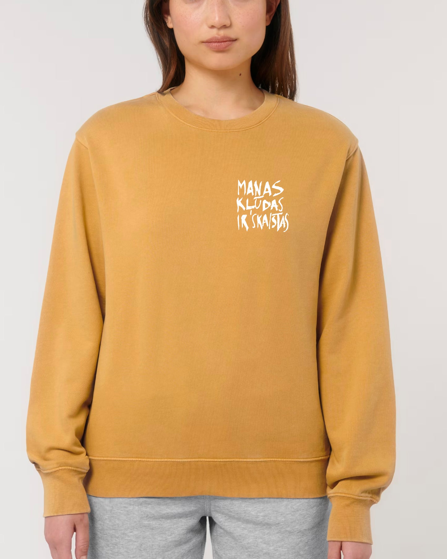 aaanew Dzeltens "Manas kļūdas ir skaistas" UNISEX džemperis