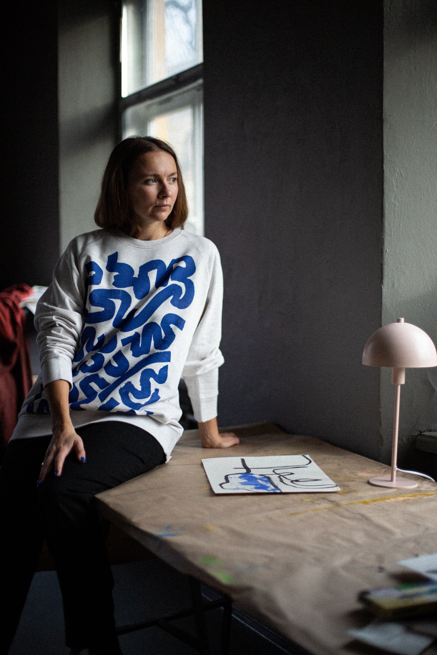 AATLAIDE -20% Balts unisex džemperis "Tavas smadzenes ir skaistas"