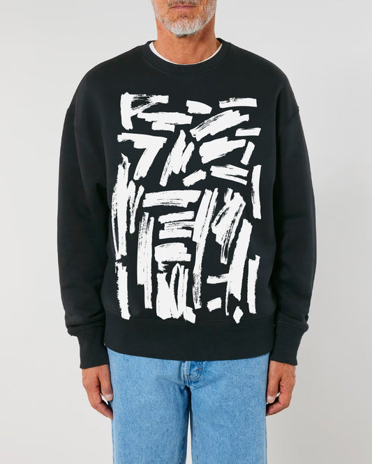 aaanew Melns "Manas kļūdas ir skaistas" UNISEX džemperis