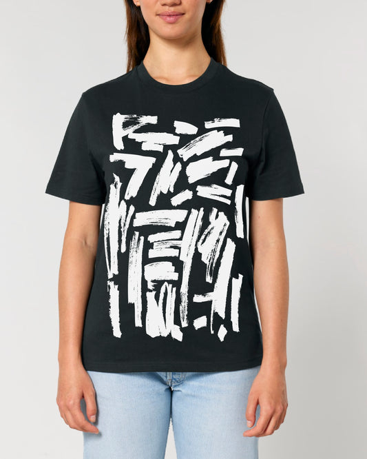 aaaanew "Manas kļūdas ir skaistas" / Melns organiskās kokvilnas UNISEX t-krekls 2